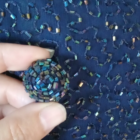 Lawrence Kazar beaded silk/polyester women's dress blue size large - Picture 11 of 11